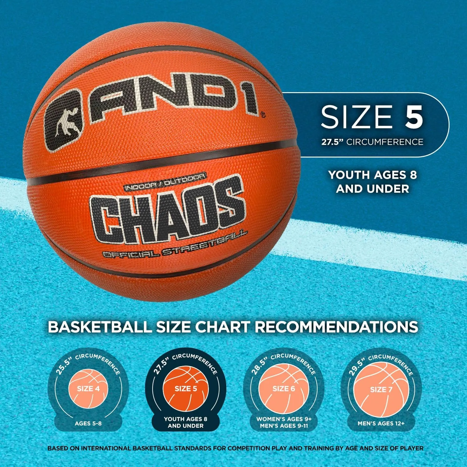 AND1 Enigma Basketball - Streetball for Indoor and Outdoor Use, Deep Channel Construction and Durability