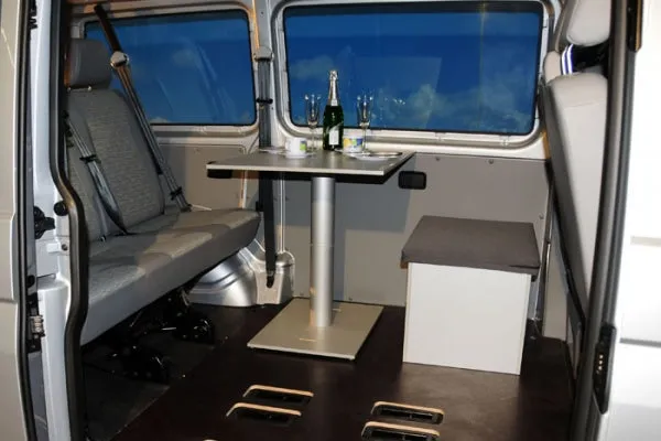 Camping Table - single Pedestal. 4-piece for storage in/on rear kitchen - Width 80 cm, Length 58,5 cm, Height 68 cm
