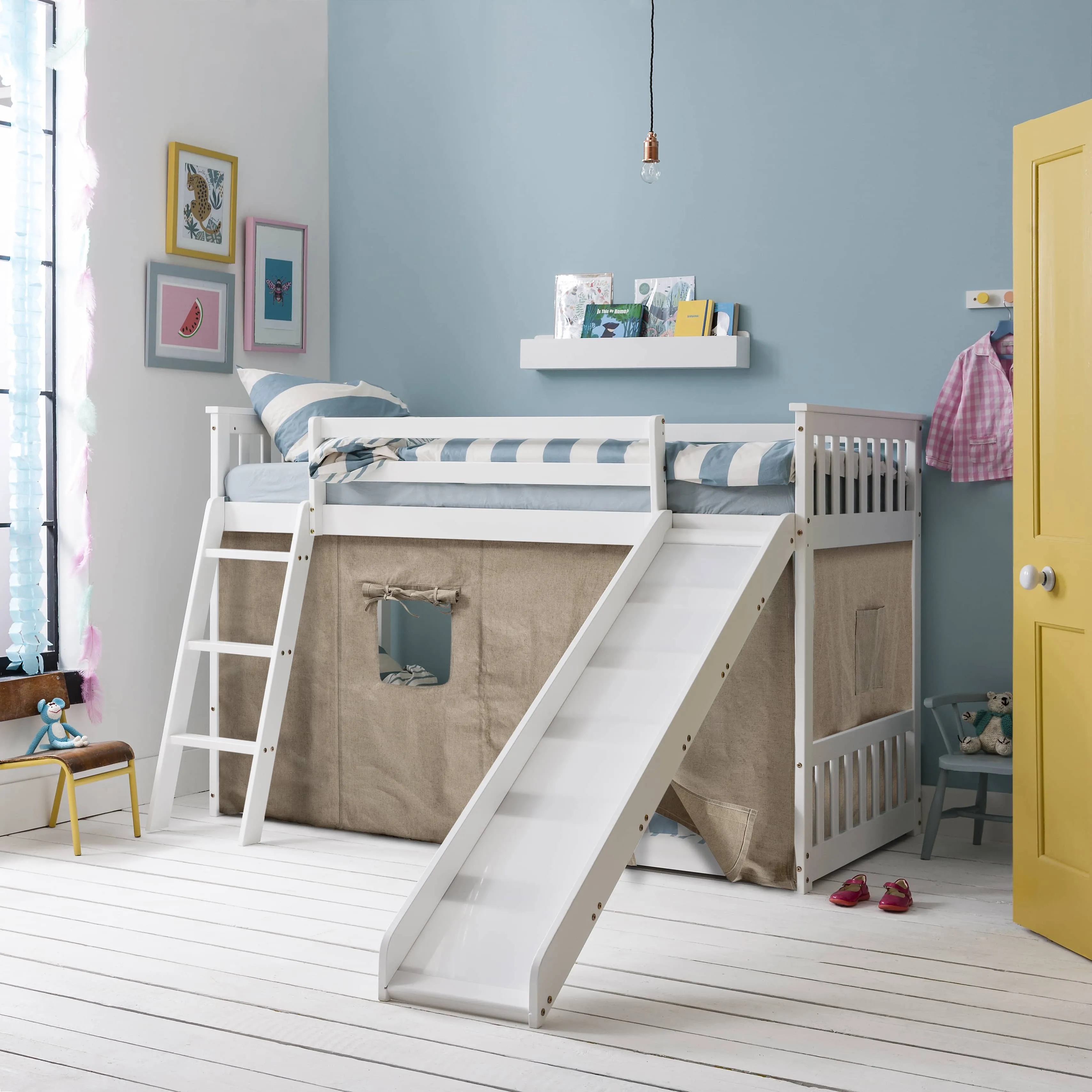 Canvas Playtent for Tuva Low Bunk Bed with Bunk Underbed Slide in Natural