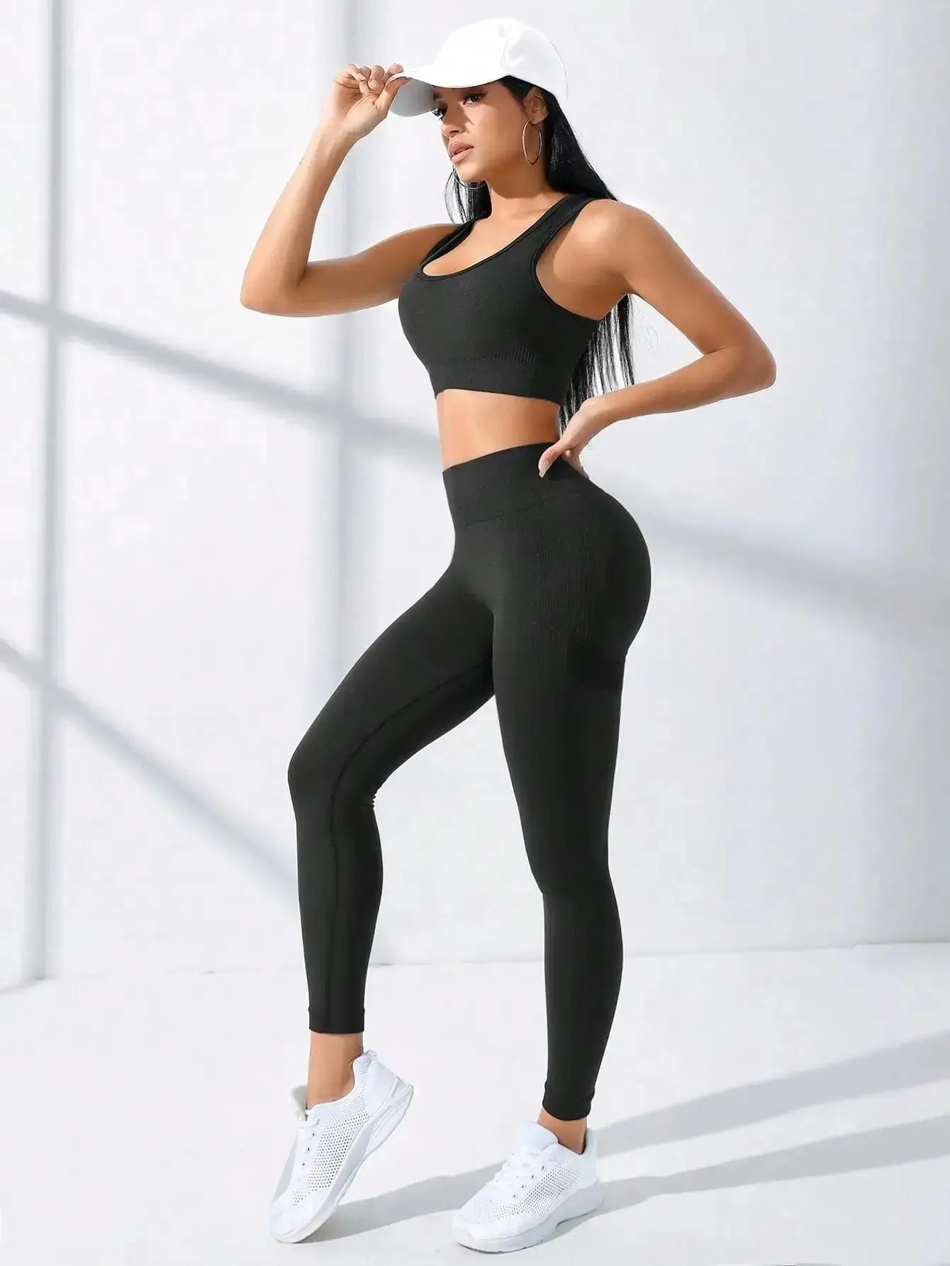 Crisscross Cami & Leggings Seamless Yoga Set 2pcs