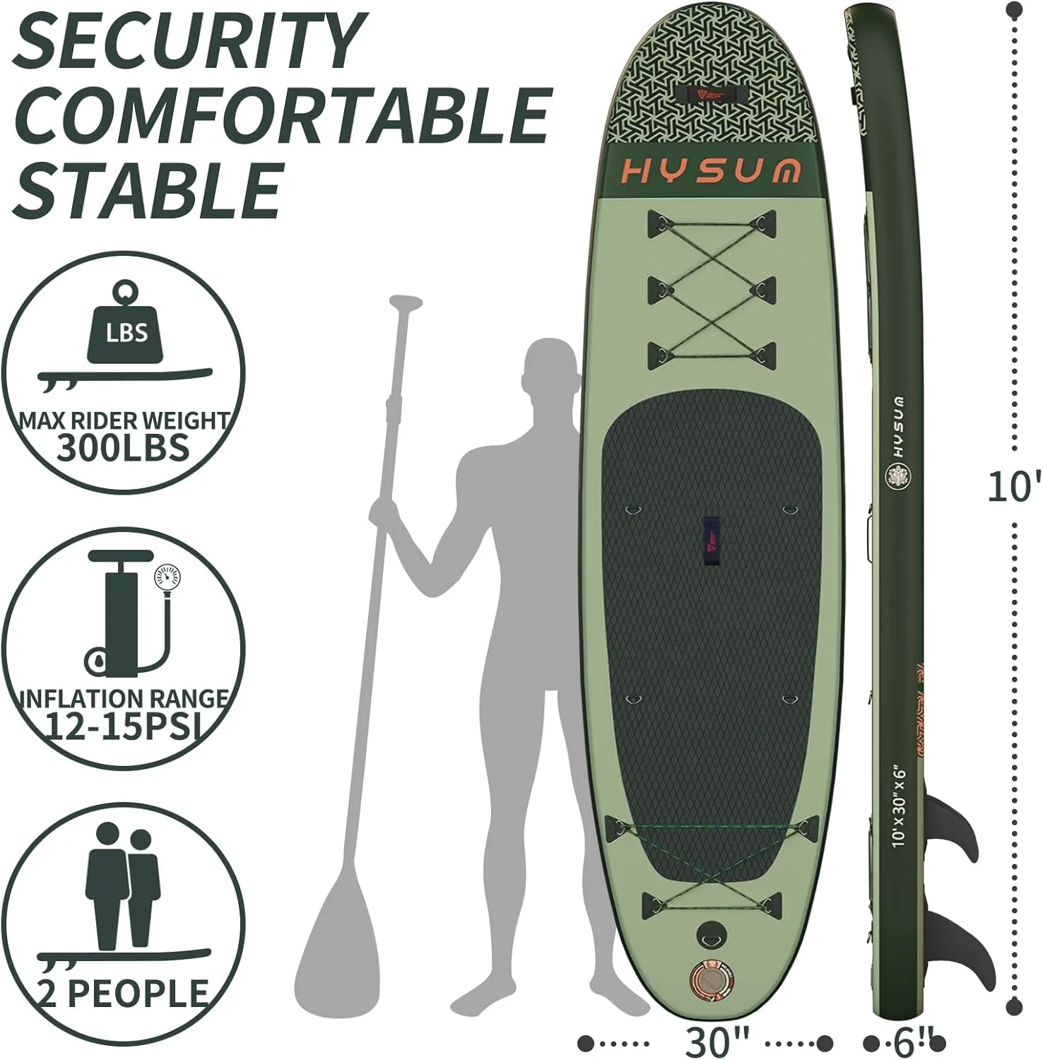Inflatable Stand Up Paddle Board, 10'x30''x6'' Ultra-Light Paddleboards for All Skill Levels with SUP Accessories, Paddle, Fins, Leash, SUP Pump, Backpack