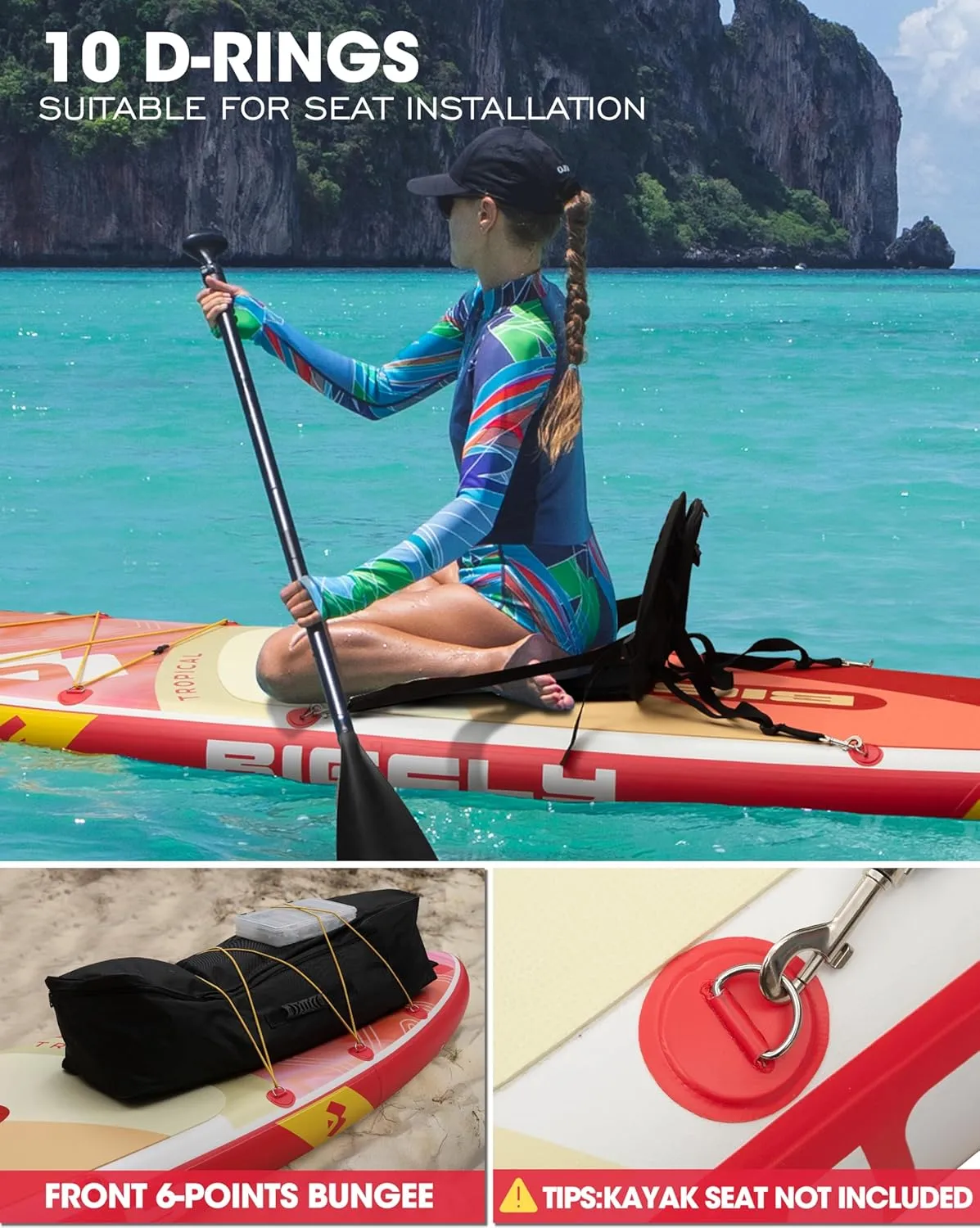 Inflatable Stand Up Paddle Board 11*34*6, Blow Up Paddle Board for Adults,with Detachable Fins, Pump, Floating Paddle, Safety Leash,Backpack