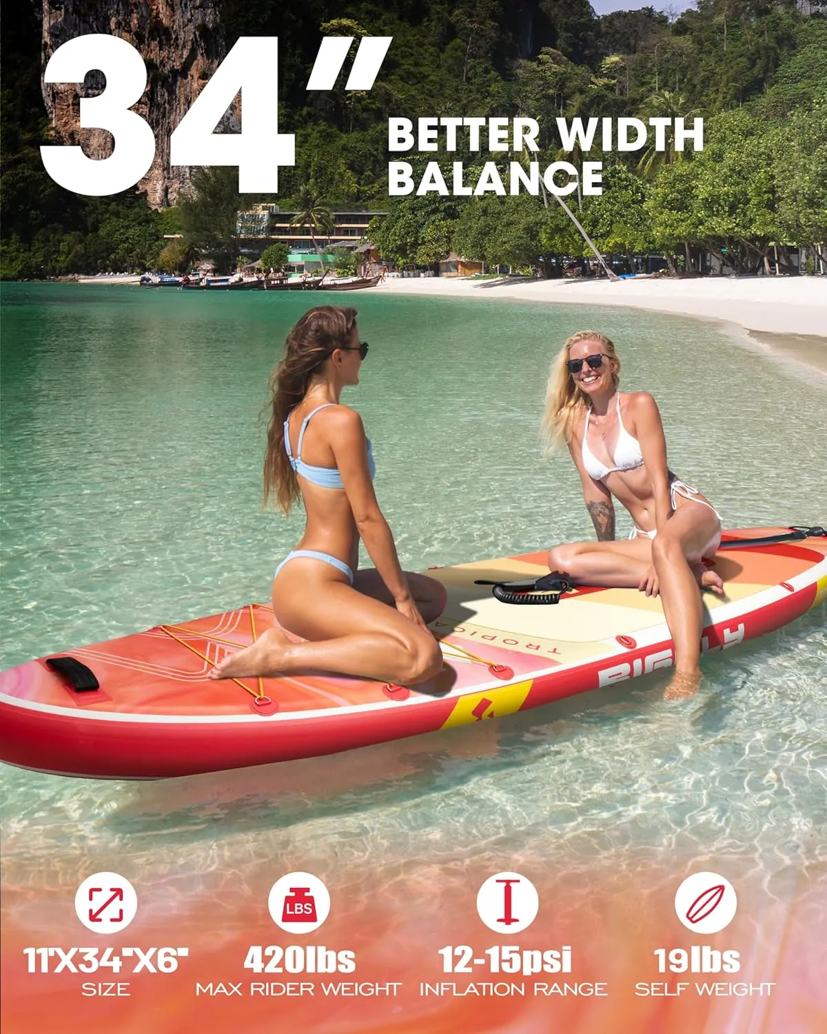 Inflatable Stand Up Paddle Board 11*34*6, Blow Up Paddle Board for Adults,with Detachable Fins, Pump, Floating Paddle, Safety Leash,Backpack