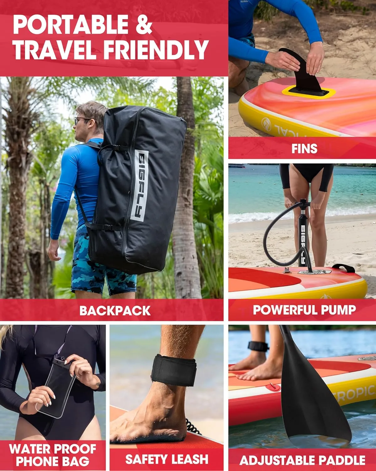 Inflatable Stand Up Paddle Board 11*34*6, Blow Up Paddle Board for Adults,with Detachable Fins, Pump, Floating Paddle, Safety Leash,Backpack