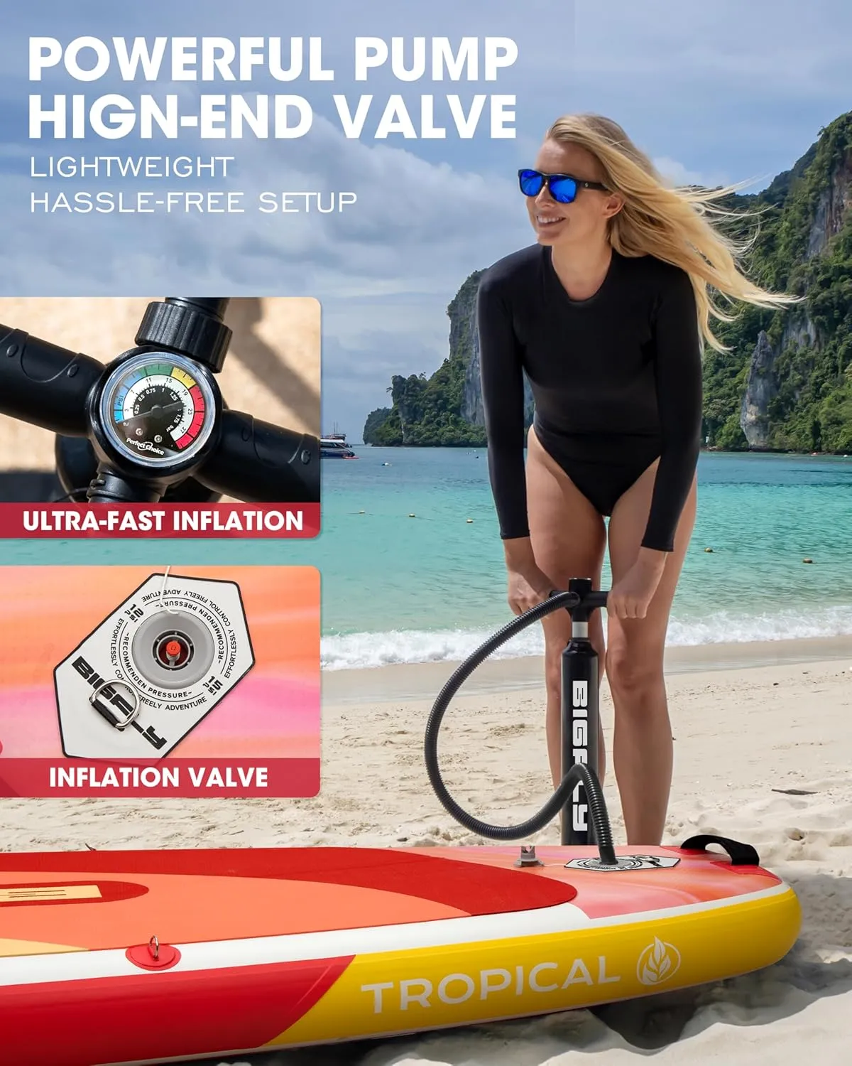 Inflatable Stand Up Paddle Board 11*34*6, Blow Up Paddle Board for Adults,with Detachable Fins, Pump, Floating Paddle, Safety Leash,Backpack