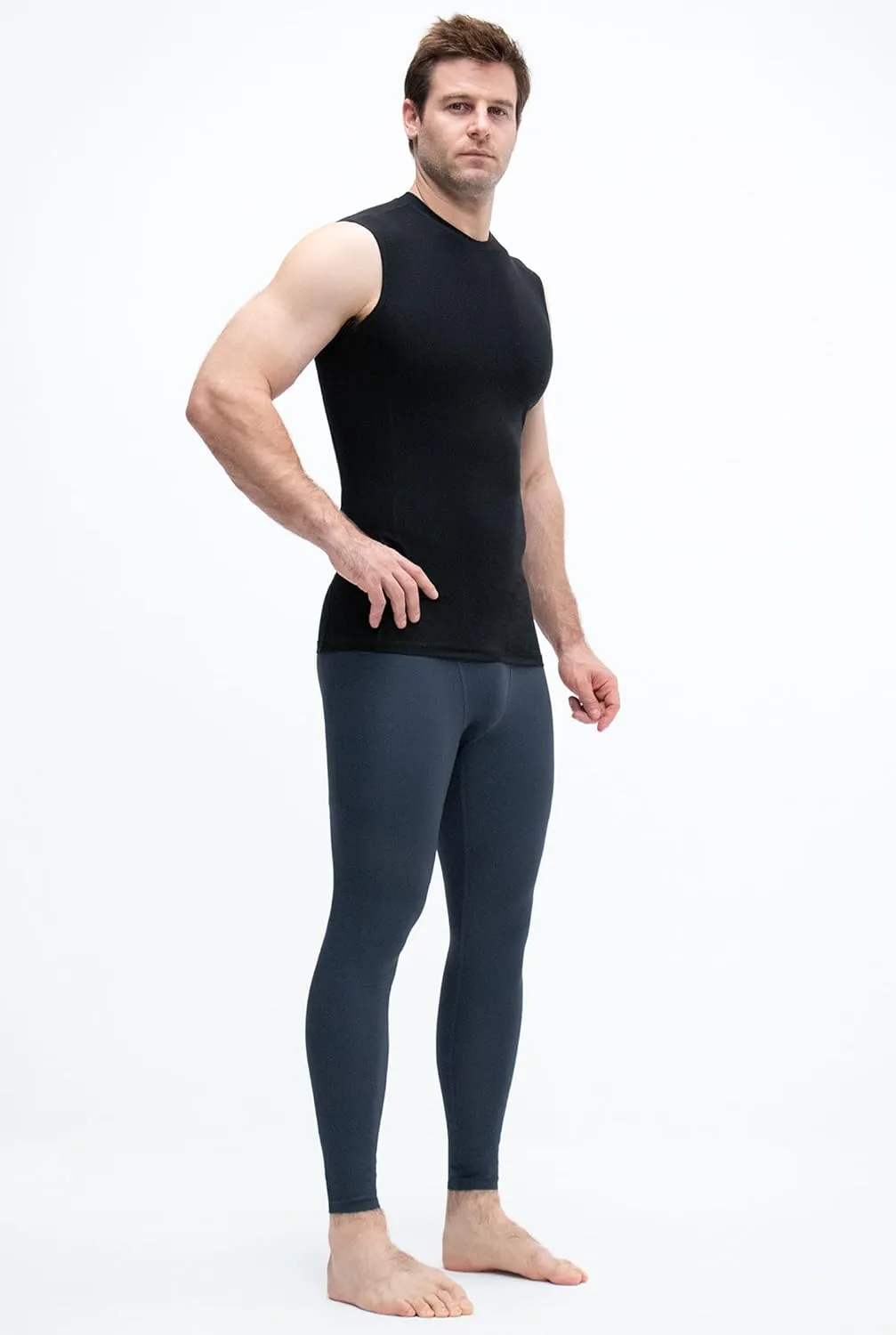 KISTA 3 Pack Men's Sleeveless Workout Shirts, Dry Fit Running Compression Cutoff Shirts, Athletic Base Layer Tank Top