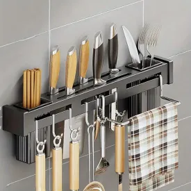 Kitchen Multi-function Storage Rack For Utensils BLACK