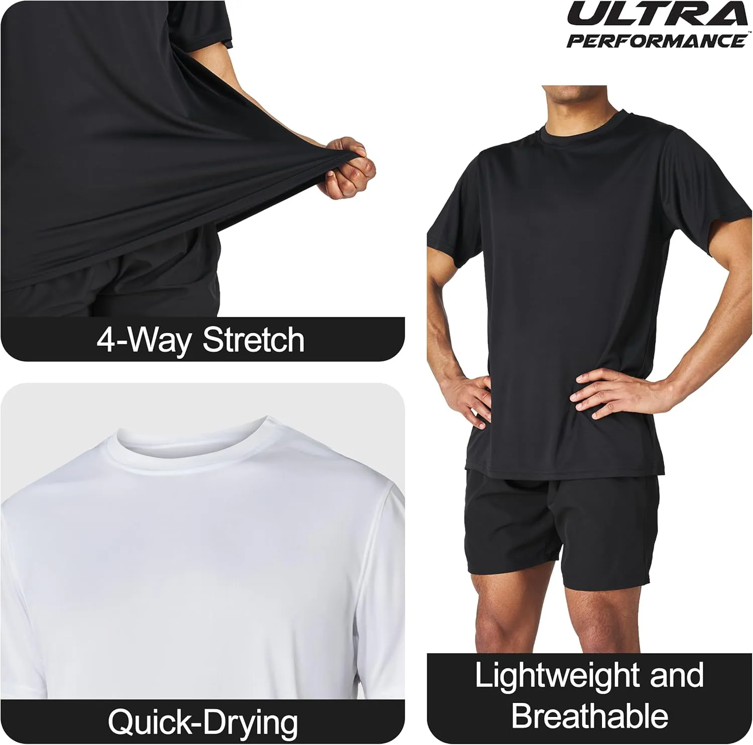 Mens Athletic Short Sleeve Gym Workout T-Shirts 2 Pack Mens Dry Fit Tees Moisture Wicking Crew Neck Running T Shirt for Men