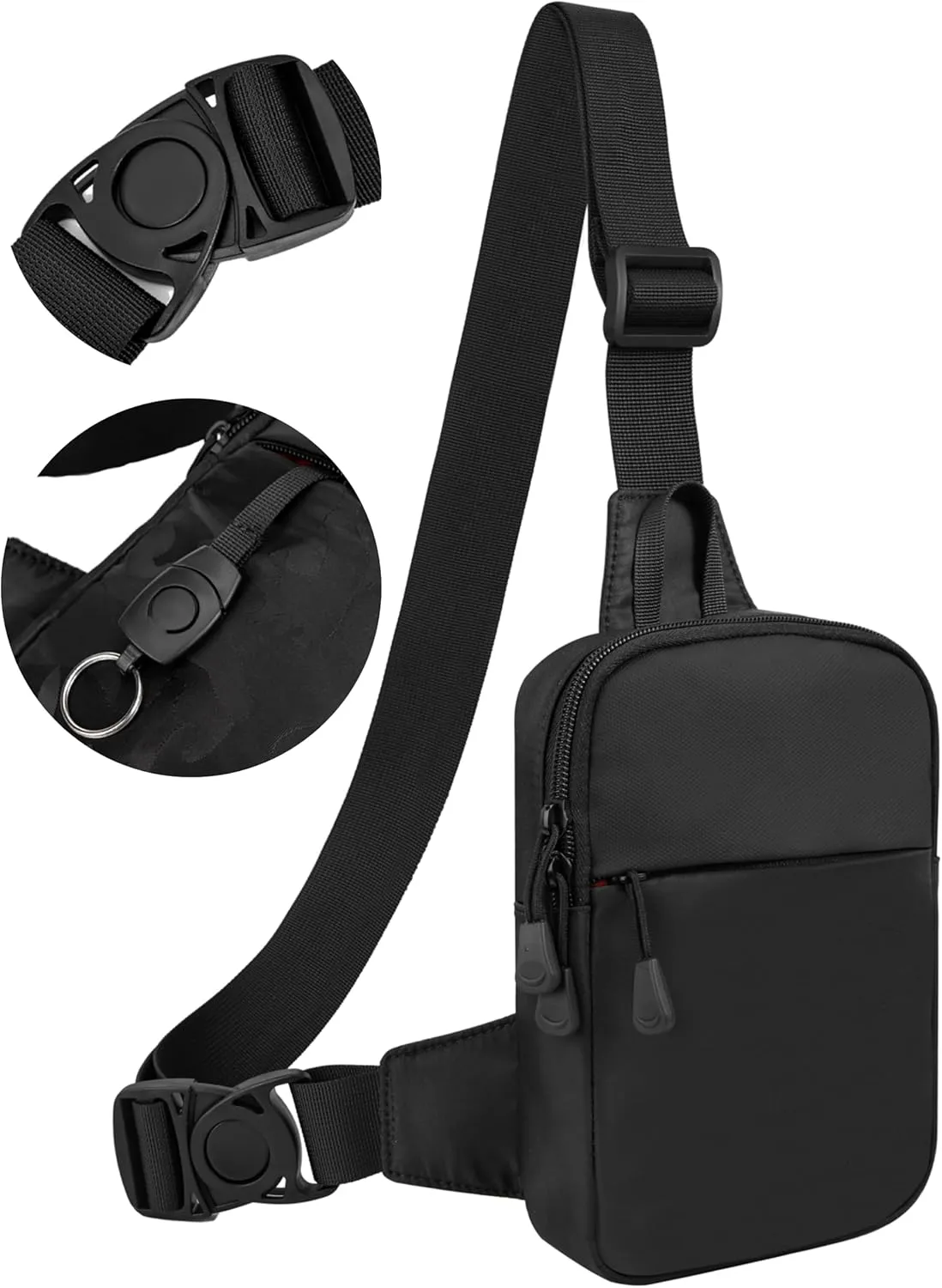 Mini Sling Bag for Men, Waterproof Small Crossbody Bag Lightweight Everyday Carry Chest Bag for Travel Walk Sport (Black)
