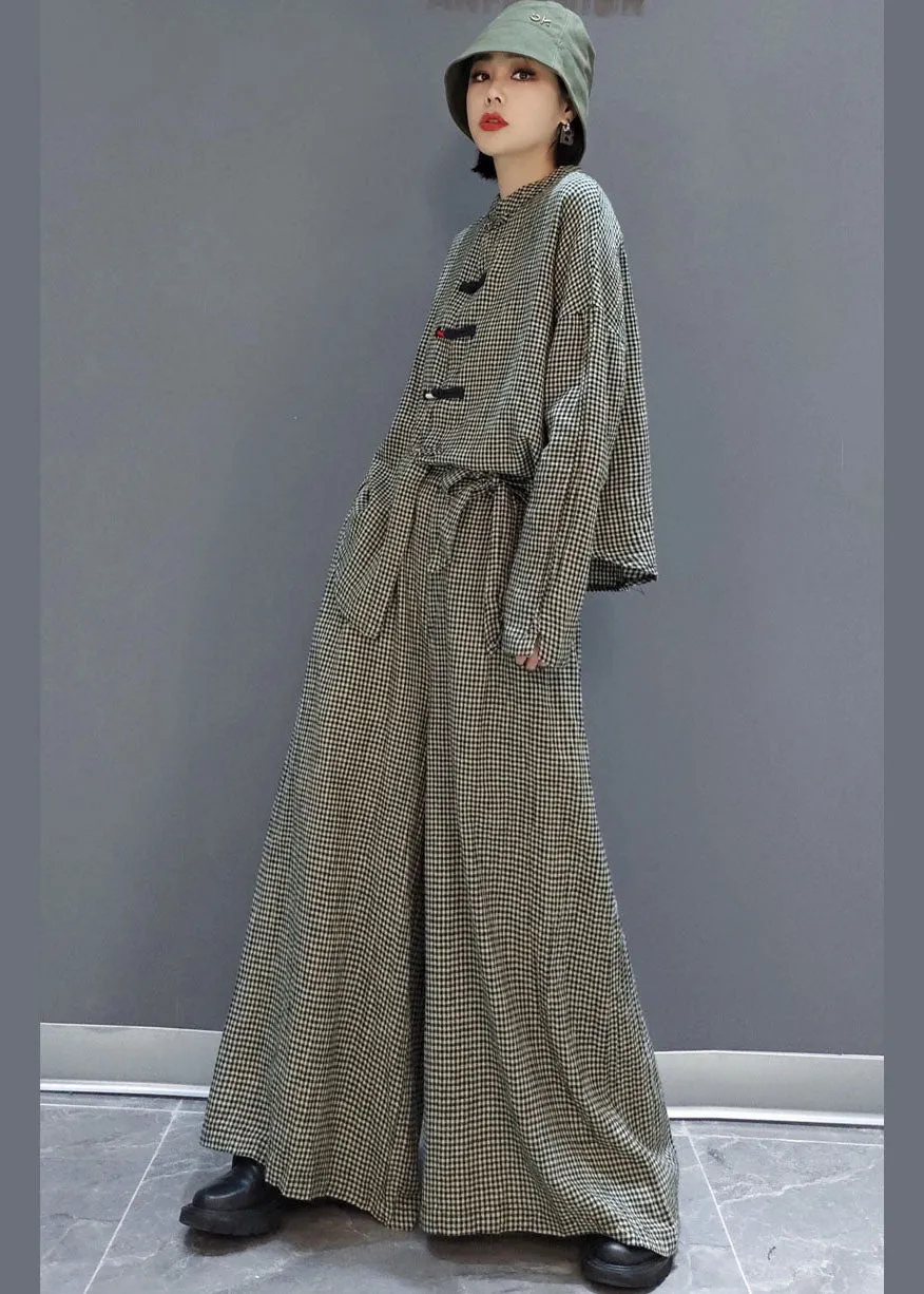 Organic Grey Plaid Pockets 2 Piece Outfit Spring