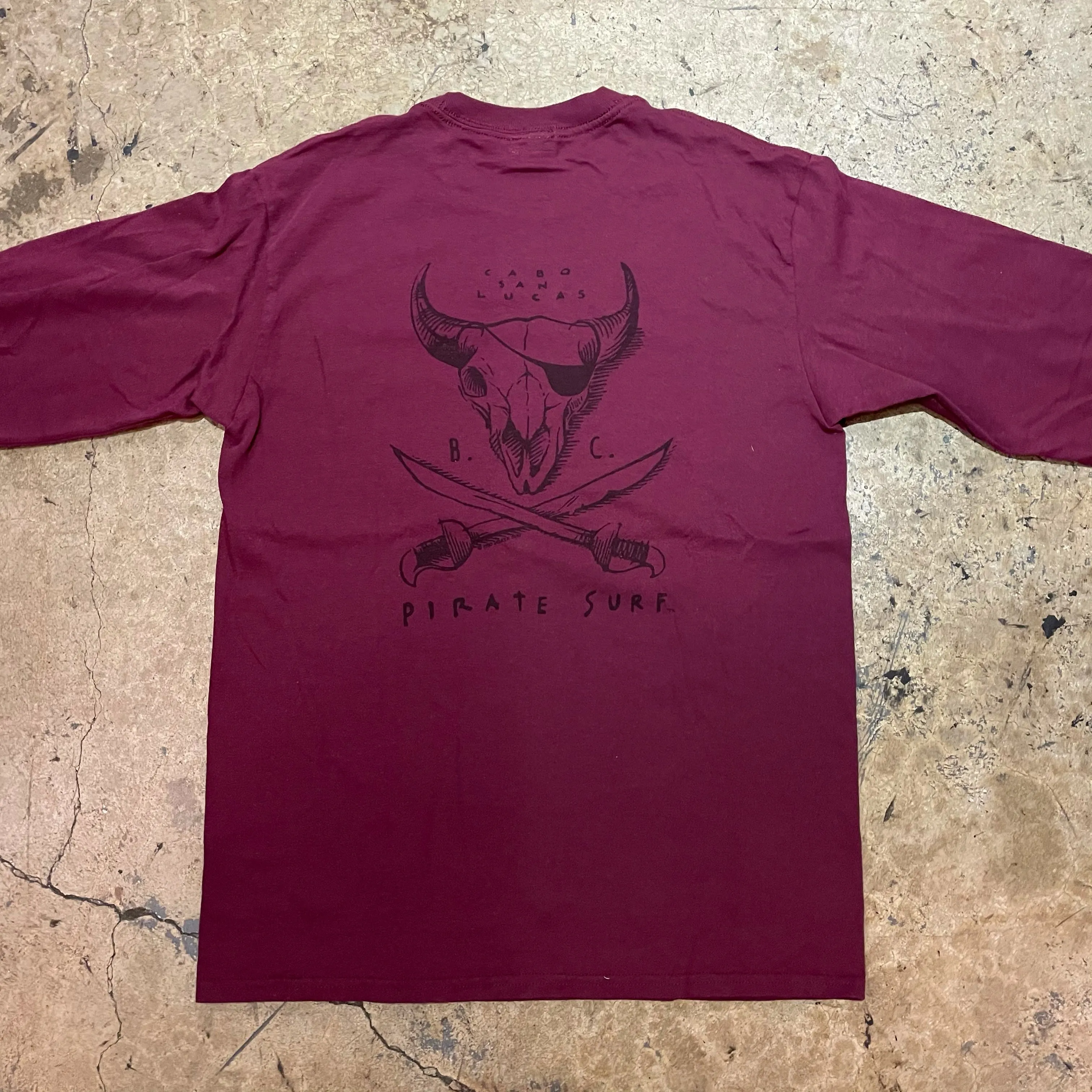 Pirate Surf - Medium Burgundy Long Sleeve Patch & Original PS Graphic