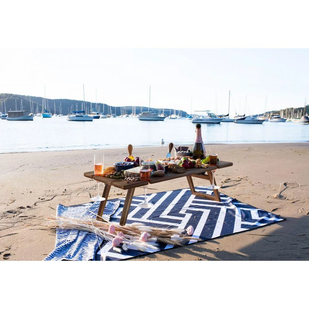 Rectangular 6 Person Folding Acacia Wood Picnic Table