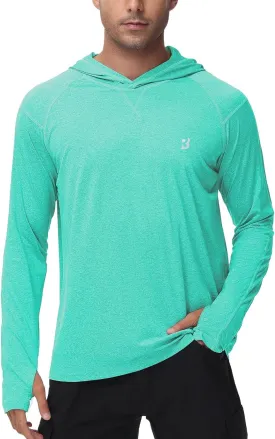 Roadbox Mens UPF 50  Fishing Shirts, Long Sleeve UV Sun Hoodie, Hiking Running Swim Athletic Workout Shirt