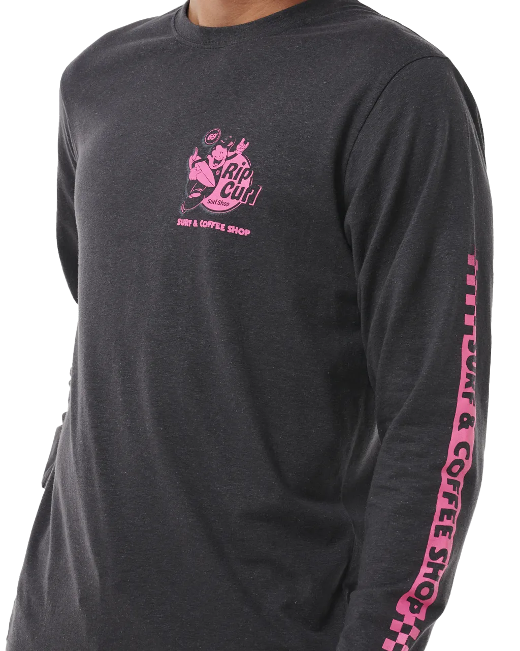 Surfer Dude Long Sleeve T-Shirt in Washed Black