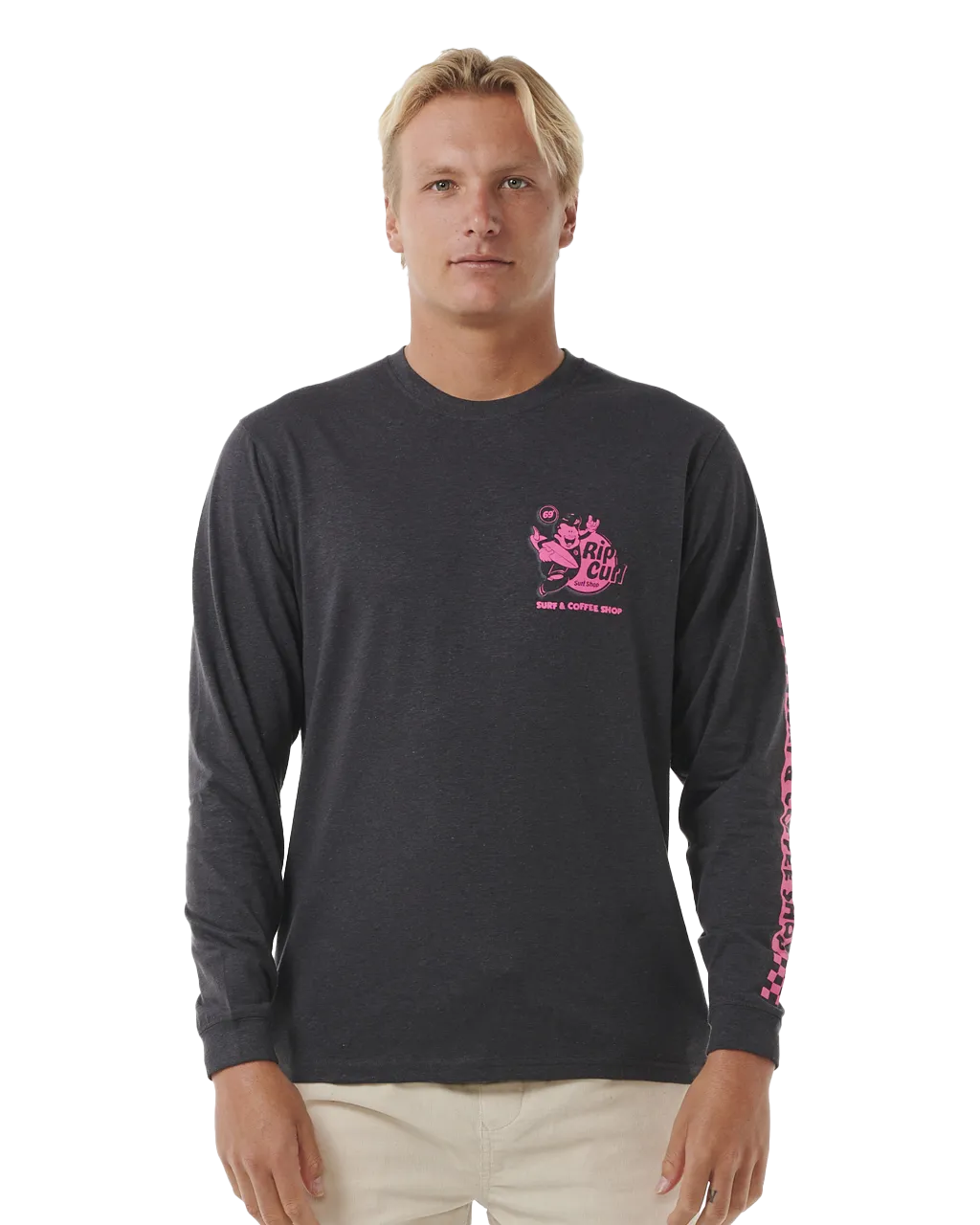 Surfer Dude Long Sleeve T-Shirt in Washed Black