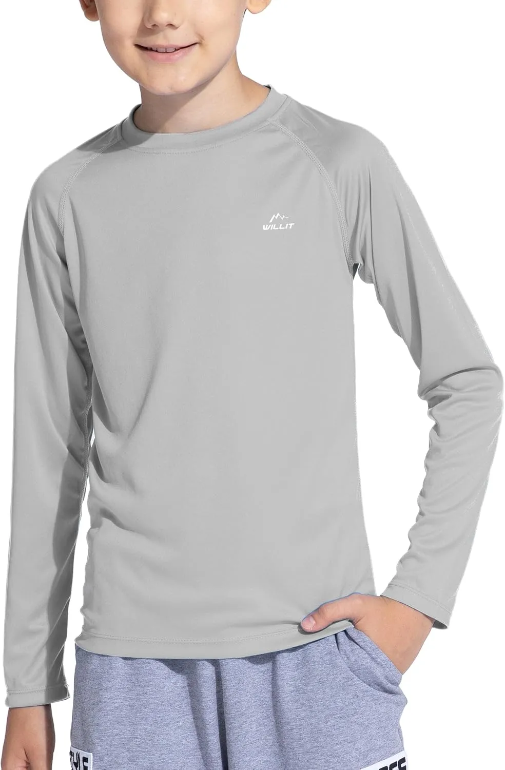 Willit Boy's UPF 50  Sun Protection Shirt Long Sleeve Rash Guard Swim Shirts Youth SPF Fishing Quick Dry Shirt