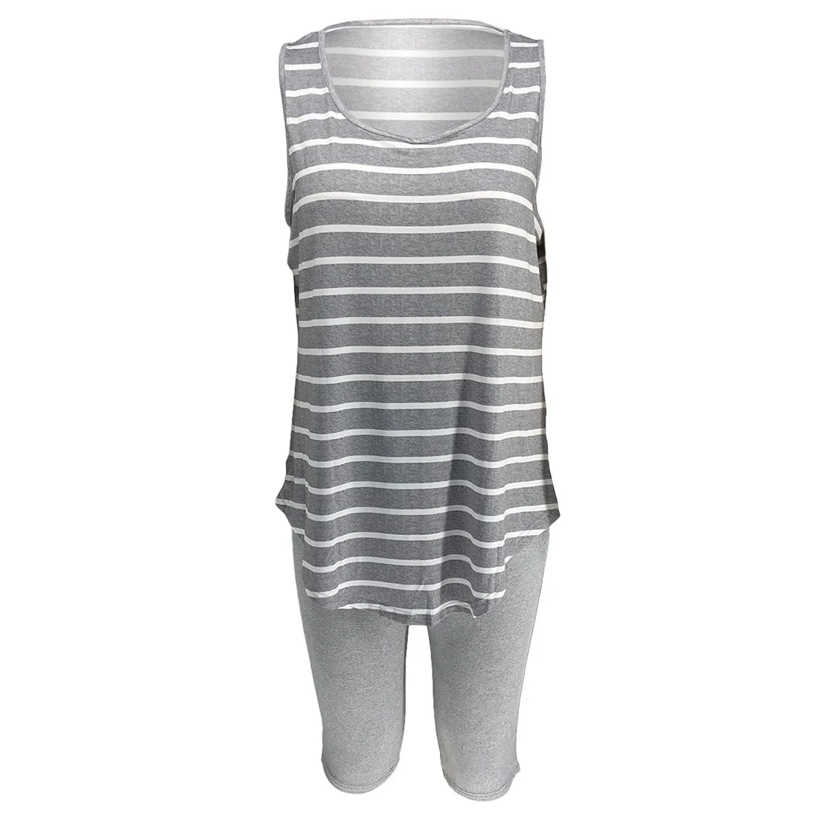 Women's Sexy Striped Two Piece Sportswear Shirt Leggings