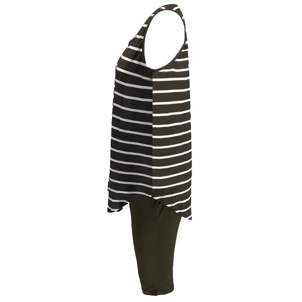 Women's Sexy Striped Two Piece Sportswear Shirt Leggings