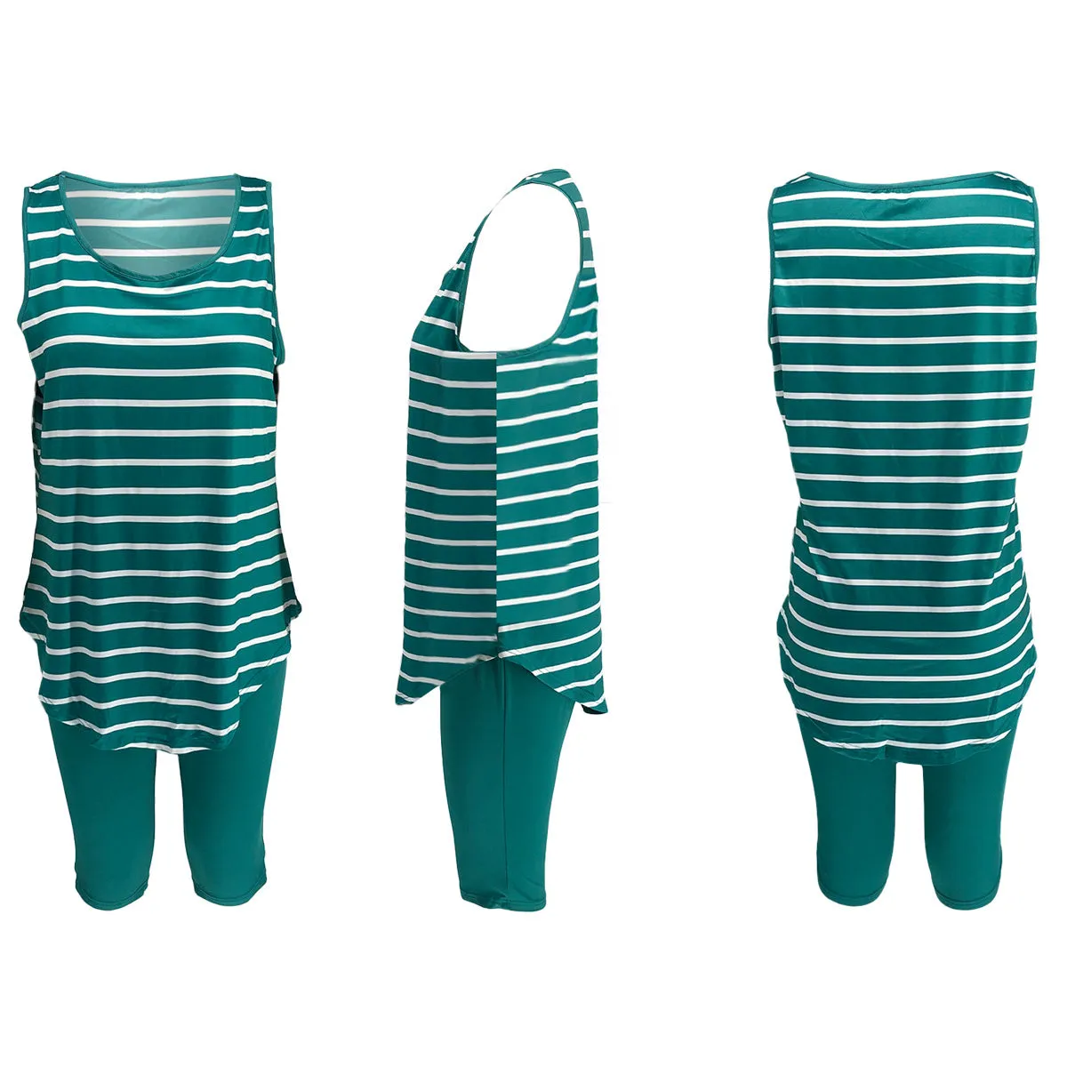 Women's Sexy Striped Two Piece Sportswear Shirt Leggings