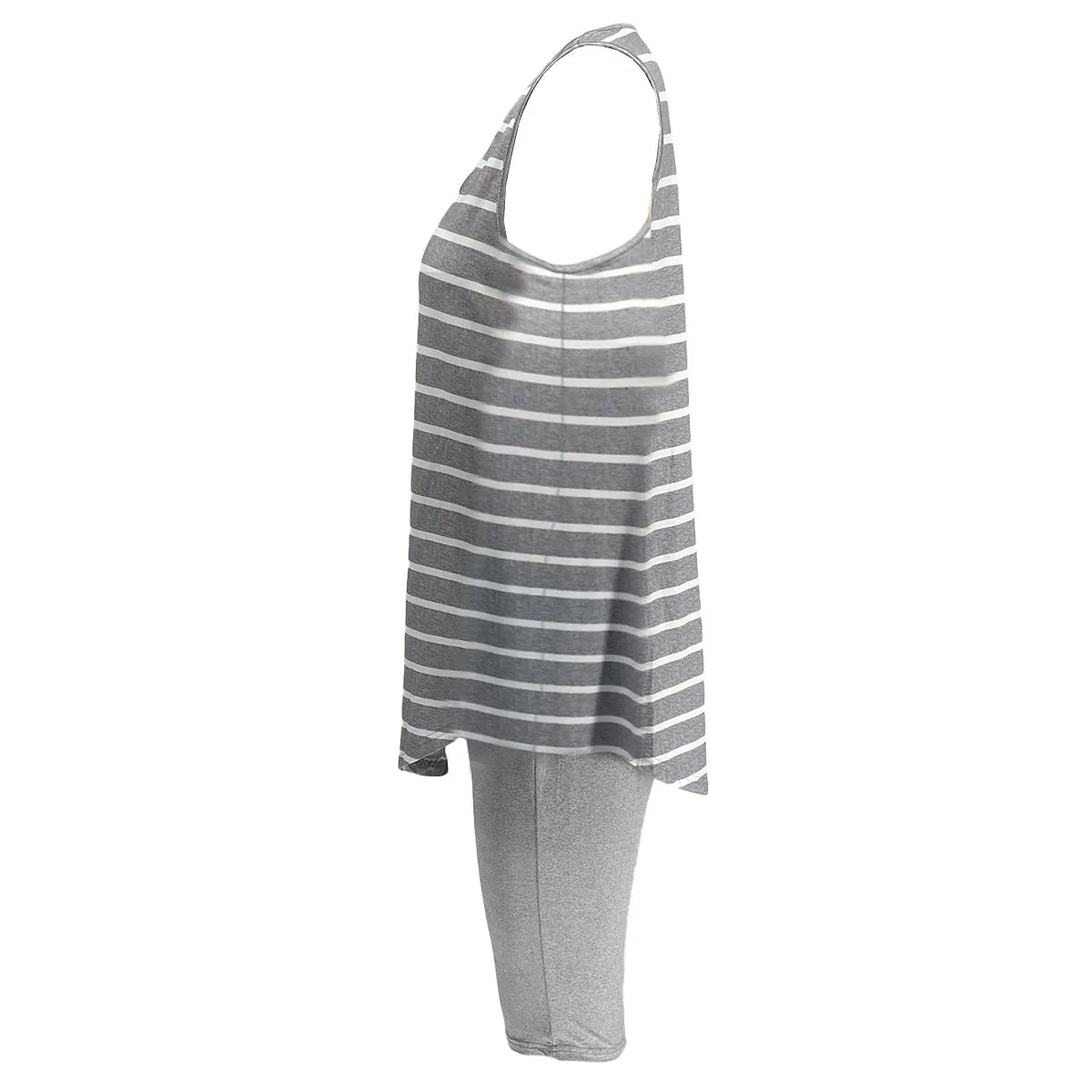 Women's Sexy Striped Two Piece Sportswear Shirt Leggings