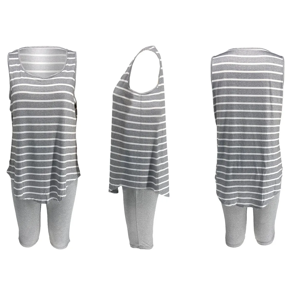 Women's Sexy Striped Two Piece Sportswear Shirt Leggings