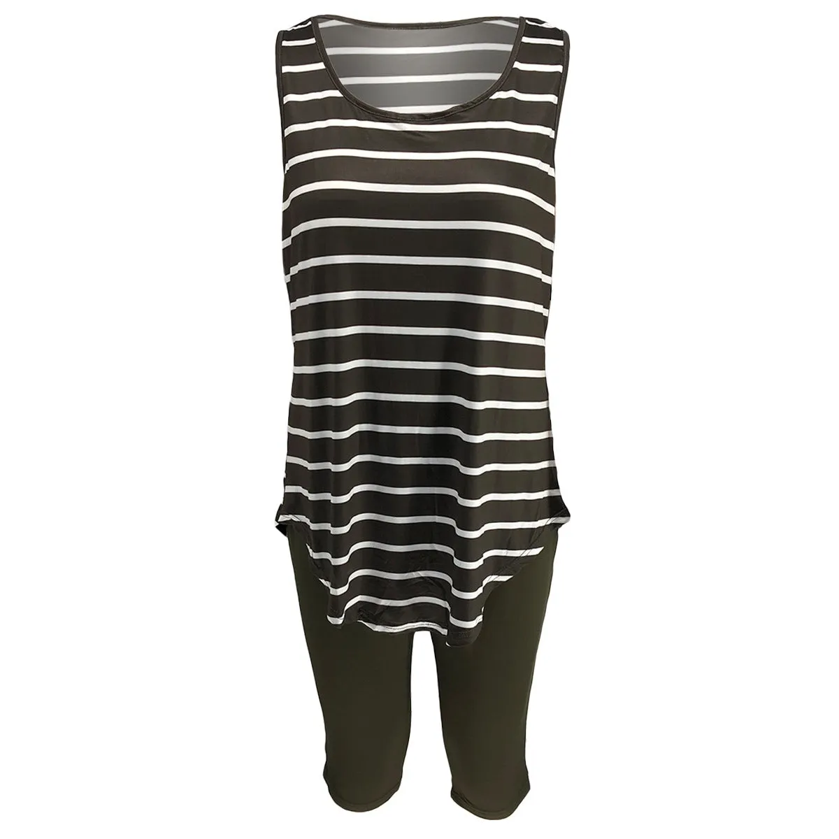 Women's Sexy Striped Two Piece Sportswear Shirt Leggings
