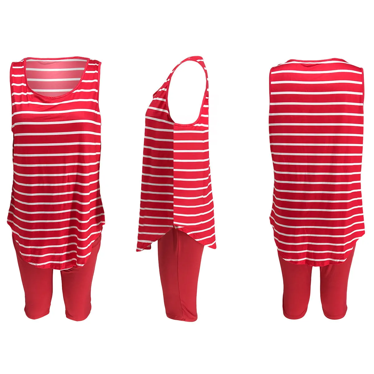 Women's Sexy Striped Two Piece Sportswear Shirt Leggings