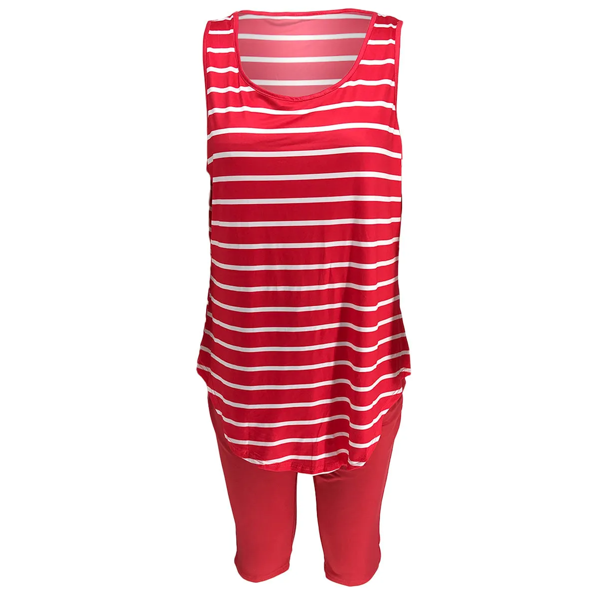 Women's Sexy Striped Two Piece Sportswear Shirt Leggings