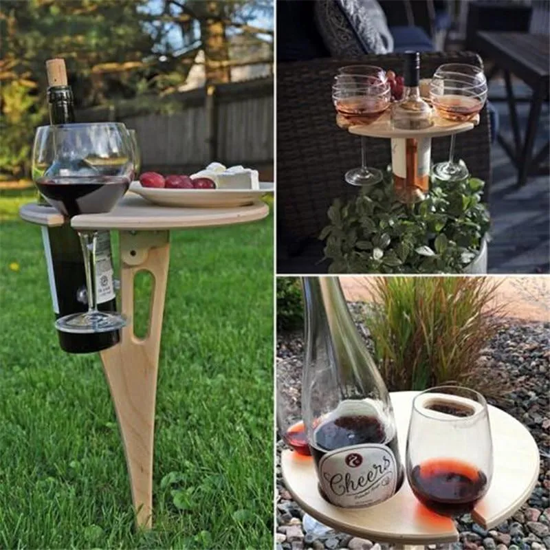 Wooden Portable Foldable Round Picnic Table