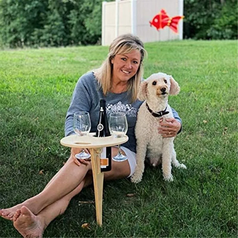 Wooden Portable Foldable Round Picnic Table